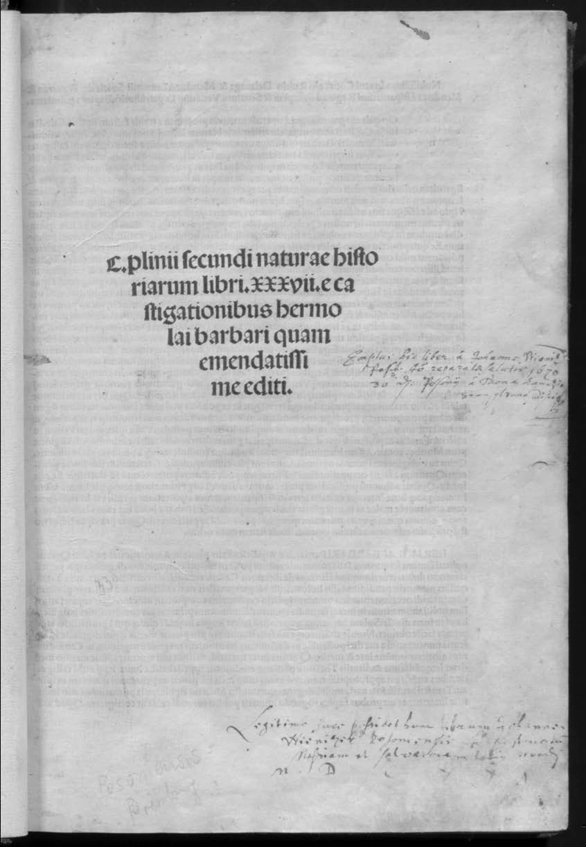 C. Plinii secundi *naturae historiarum libri 37 e castigationibus Hermolai barbari quam emendatissim. - (Impressi Venetiis : per Ioannem Aluisium de Varisio Mediolanemsem, 1499 die xviii Maii)